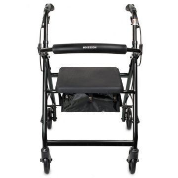 4 Wheel Rollator Adjustable Height / Folding Aluminum Frame - Black