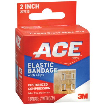 Elastic Bandage 3M ACE™ Clip Detached Closure Tan NonSterile Standard Compression - Singles - 2 inch W x 4-1/5 ft L.