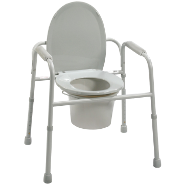 Deluxe All-In-One Welded Steel Commode with Plastic Armrests by Drive Medical - Case of 4
