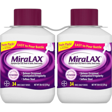 MIRALAX Laxatives - Polyethylene Glycol 3350 17g, 20.4oz (Pack of 2)