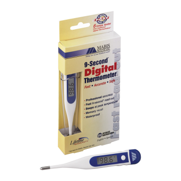 Thermometer 9-Second Reading, Large, Slim Shape, Waterproof, Rigid Tip