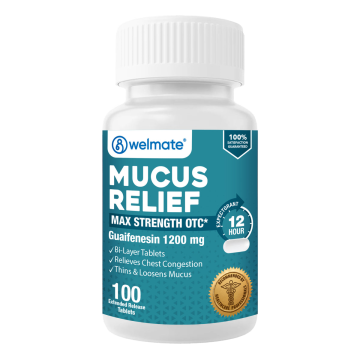 WELMATE Cough & Cold - Guaifenesin 1200mg, 100 Tablets (Generic Mucinex)