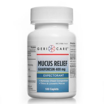 GERICARE Cough & Cold - Guaifenesin 400mg, 100 Caplets (Pack of 4)
