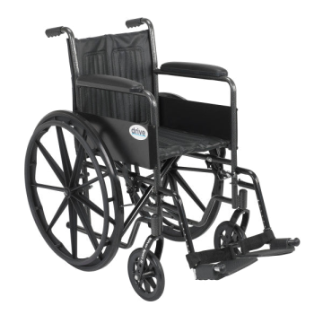 Wheelchair Silver Sport 2 Dual Axle Padded Fixed Height Full Arm Mag Black 18 Inch 300 lbs
