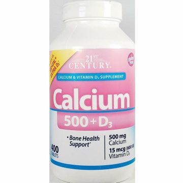 Calcium 500 mg plus D3, 400 Tablets by 21st Century