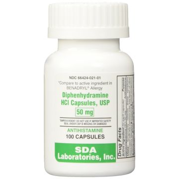 SDA LABS Allergy Relief - Diphenhydramine 50mg, 100 Capsules (Generic Benadryl) (Pack of 2)