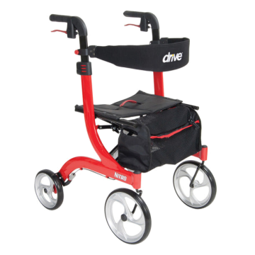 Drive Medical Nitro Euro Style Aluminum Walker Rollator - Red