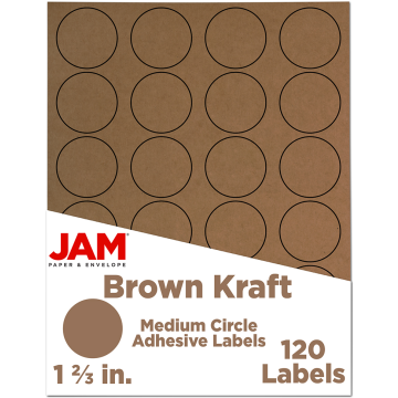 Medium 1 2/3 Inch Round Labels - Brown Kraft