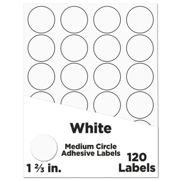 Medium 1 2/3 Inch Round Labels - White