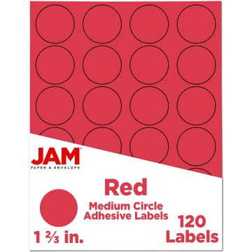 Medium 1 2/3 Inch Round Labels - Red