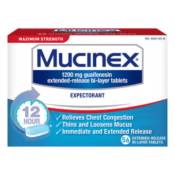 MUCINEX Cough & Cold - Guaifenesin 1200mg, 56 Bilayer Tablets