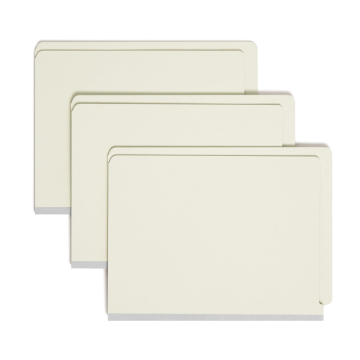 SafeSHIELD Pressboard End Tab Fastener File Folders, Straight-Cut Tab, 2 inch Expansion - Gray/Green / Legal / 25