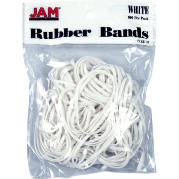 Size 33 Rubber Bands - 100 Pack - White