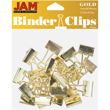Small 19mm Binder Clips - 25 Pack - Gold