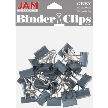 Small 19mm Binder Clips - 25 Pack - Gray
