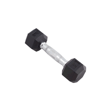 Body Sport Rubber Encased Hex Dumbbell 5Lbs