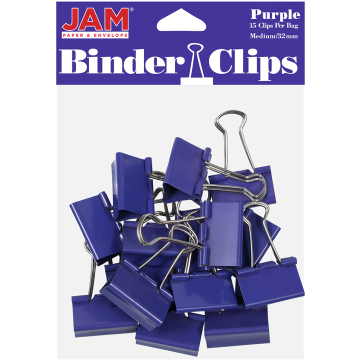 Medium 32mm Binder Clips - 15 Pack - Purple