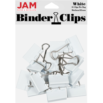 Medium 32mm Binder Clips - 15 Pack - White