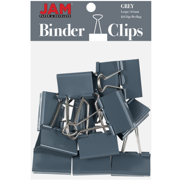 Large 41mm Binder Clips - 12 Pack - Gray