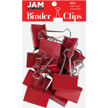 Large 41mm Binder Clips - 12 Pack - Red