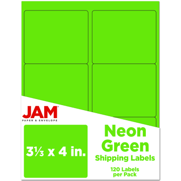 3 1/3 x 4 Shipping Labels - Neon Green