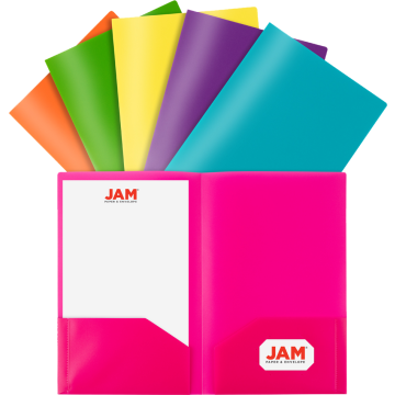 9 x 14 1/2 Plastic Pop Legal Folders - Pack of 6 - Assorted Fashion