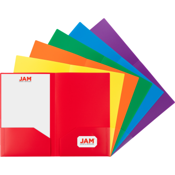 9 x 14 1/2 Legal Plastic Heavy Duty Folders - 6 Pack - Assorted Primary