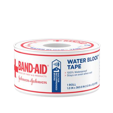 J & J Band-Aid First Aid Waterblock Tape, 1 Inch x 10 yd
