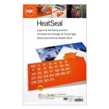 3mil GBC HeatSeal Clear Legal Size Laminating Pouches 15pk