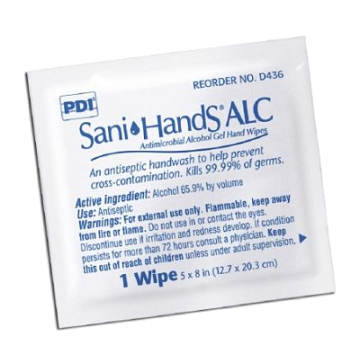 Sanitizing Skin Wipe Sani-Hands ALC Individual Packet Alcohol by Professional Disposables - Package of 100