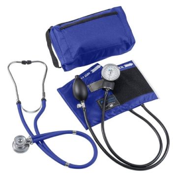 MatchMates Sprague Rappaport-Type Sphygmomanometer/Stethoscope Combination Kit - Black / Dual Head General Exam Stethoscope