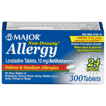 MAJOR Allergy Relief - Loratadine 10mg, 300 Tablets (Generic Claritin)