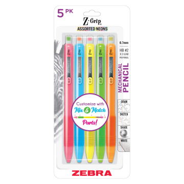 Z-Grip Mechanical Pencil Assorted Neons - 5 / Assorted Neons / 0.7