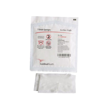 T-Drain Sponge, Sterile, Package of 25, 6-Ply, 4" x 4" by Cardinal Health