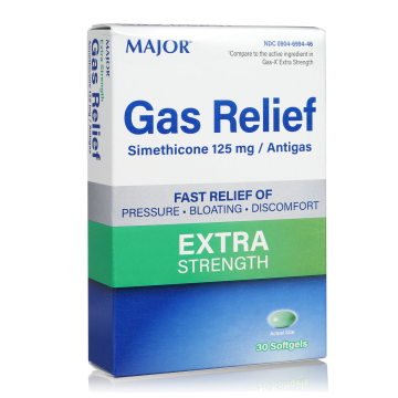 MAJOR Extra Strength Gas Relief - Simethicone 125mg, 30 Softgels (Generic Gas-X)