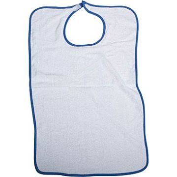 Velcro Impervious Extra Long Terry Cloth Adult Bib, 21" x 33", White