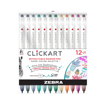 CLiCKART Retractable Felt Tip Marker - 6 Pack / Assorted
