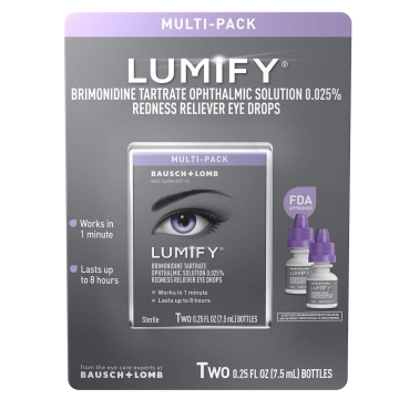 LUMIFY Redness Reliever Eye Drops - Brimonidine Tartrate 0.025%, 7.5mL (Pack of 2)