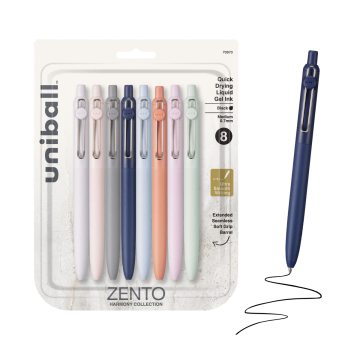 uniball™ Zento, 0.7mm Liquid Gel Ink Retractable Pens, Fashion Barrel Color, Multi-Packs - 2 Count / Assorted; Boho Barrel Colors / 0.7 mm