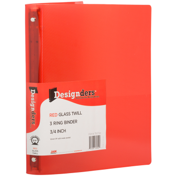 Red Plastic 3/4 Inch 3-Ring Binder