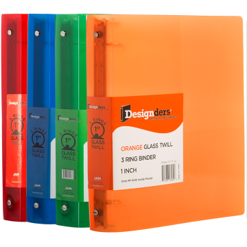 Assorted 1 Inch Glass Twill Plastic Binder Pack