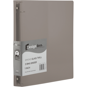 Smoke Gray Plastic 1 Inch 3-Ring Binder
