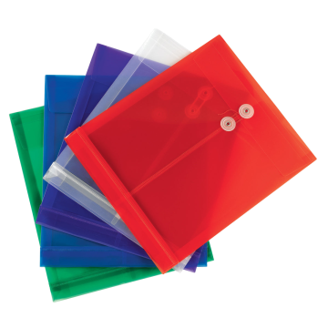 Top Load Poly Envelopes with String Tie Closure, 1-1/4 Inch Expansion - Blue / Letter / 5