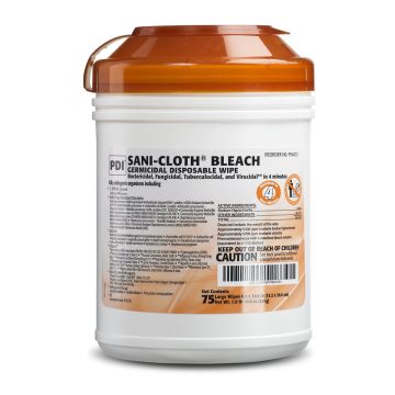 Sani-Cloth® Bleach Surface Disinfectant Cleaner Premoistened Germicidal Manual Pull Wipe Chlorine Scent NonSterile - 75 Count