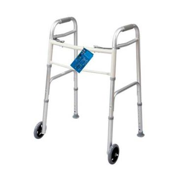 Walker Folding 2 Button With Glides 5 Wheels