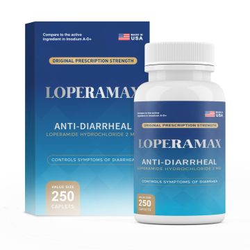 Loperamax Diarrhea Relief, Loperamide 2mg - 250 Caplets