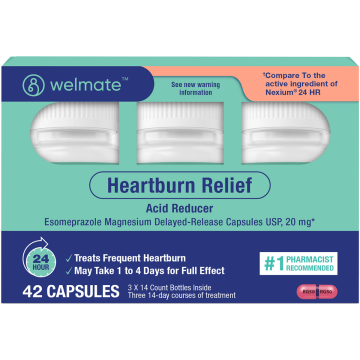WELMATE Acid Reducer - Esomeprazole 20mg, 42 Capsules (Generic Nexium)