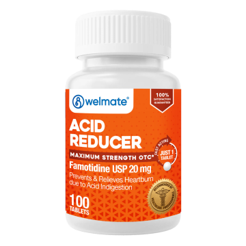 WELMATE Acid Reducer - Famotidine 20mg, 100 Tablets (Generic Pepcid)