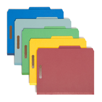 Pressboard Classification File Folders, 2 Dividers, 2 inch Expansion - Red / Legal / 10