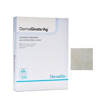 Dermarite DermaGinate Ag Alginate Wound Dressing, with Antibacterial Silver - 2 X 2 Inch / 10 count